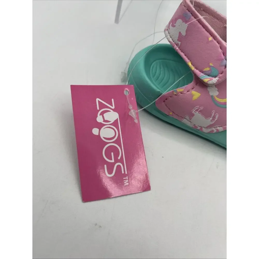 Zoogs Toddler Girls Water Sandals Size 6 Pink Teal Unicorn Beach Pool Summer NWT